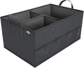 Trunk Organizer for Car, Car Organizer, 8 Mesh Pockets Trunk Organizer for SUV, Non-Slip Bottom, Storage Organizer for Sedans, Van, Jeep, Grocery, 2 Compartments, Black 22"x13"x11"