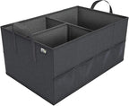 Trunk Organizer for Car, Car Organizer, 8 Mesh Pockets Trunk Organizer for SUV, Non-Slip Bottom, Storage Organizer for Sedans, Van, Jeep, Grocery, 2 Compartments, Black 22"x13"x11"