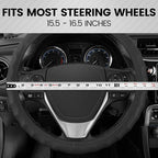 Genuine Black Leather Steering Wheel Cover for Car, Large 15.5-16 inch – Ergonomic Comfort Grip for Men & Women, Car Steering Wheel Cover for Vehicles with Large Steering Wheels