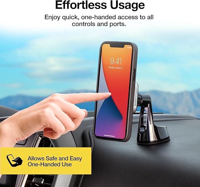 MP2WD-XTSP MagicMount Pro2 Magnetic Car Phone Holder - Ultimate Magnetic Car Mount for Windshield or Dashboard with Suction Cup - Compatible with MagSafe, iPhones, Galaxy, Pixel & Smartphones