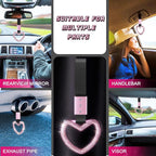 Bling Car Accessories Bling Heart Handle Ring Car Accessory for Women Hand Strap Drift Charm Rear Bumper Warning Ring Decor for auto Bus Interior Exterior Decoration (Pink, Heart Style)
