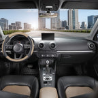 Car Steering Wheel Cover for Prius Civic Model 3 Model Y Camaro, Small Size 14-14.25 inch, Black and Beige Microfiber Leather