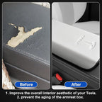 Center Console Leather Armrest Cover Designed for Tesla Model 3 2017-2023/Model Y 2020-2025(Not for Model Y Juniper),Center Console Accessories for Tesla Model 3/Y Interior Accessories White