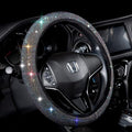 Steering Wheel Cover for Women Men Bling Bling Crystal Diamond Sparkling Car SUV Wheel Protector Universal Fit 15 Inch (Black with Colorful Diamond,Standard Size(14" 1/2-15" 1/4))