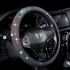 Steering Wheel Cover for Women Men Bling Bling Crystal Diamond Sparkling Car SUV Wheel Protector Universal Fit 15 Inch (Black with Colorful Diamond,Standard Size(14" 1/2-15" 1/4))