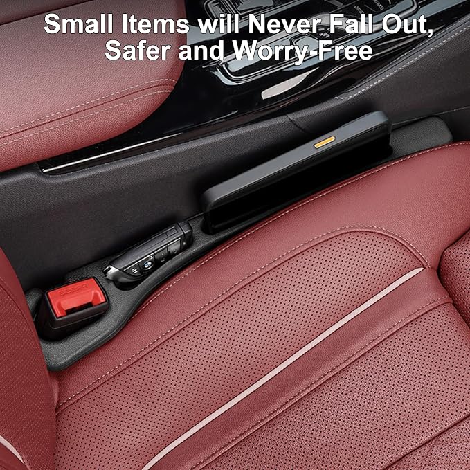 Car Seat Gap Filler, 2 PCS No Drop Seat Guard Drop Seat Gap Fillers Between Seat and Console Stop Things from Dropping Phone and Key Storage (Black)