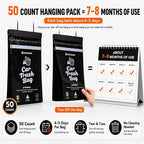 50PCS 1 Pack Car Trash Bags, 2.5 Gal Disposable Garbage Bags for Car, SUV, Truck and RV, Leak-Resistant Odor-Control Bags, Stick-On or Headrest Mount, Alternative to Car Trash Can, Black