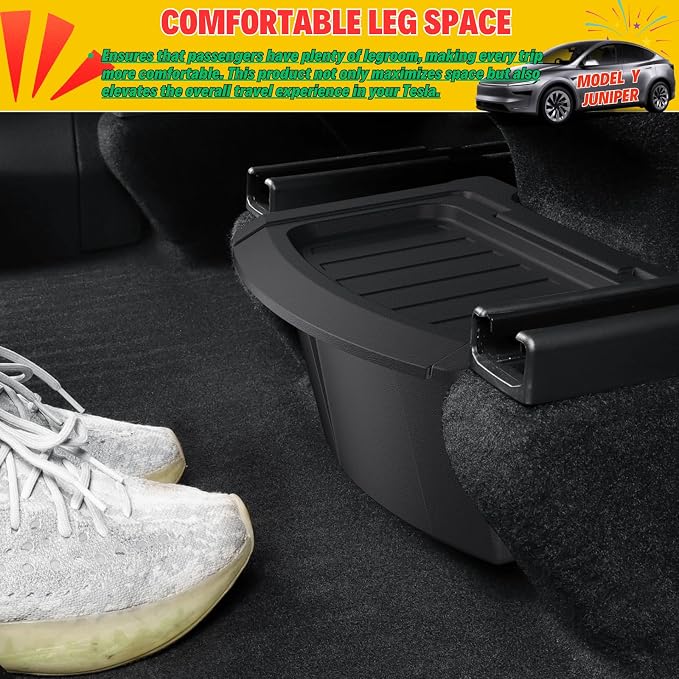 Rear Center Console Organizer for 2026 Model Y Juniper Accessories | Storage Box with Lids Fits Perfectly Under the Air Outlet in the Middle of the Rear Row, Back Seat Trash Can, Durable TPE