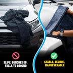 Twisted Loop Microfiber Drying Towel with Hand Pockets | Megalodon Built-in slots give a secure grip, full control while you safely clean your car, 24"x36"