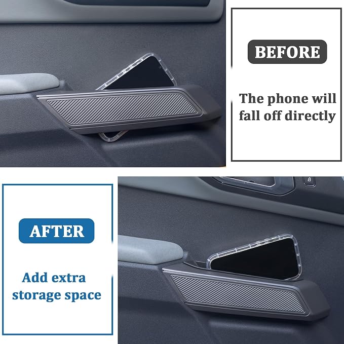 2PCS Front Door Storage Box Compatible with Ford Bronco 2021-2026 Accessories, Phone Holder Door Grab Handle Pocket Storage Organizer ABS Plastic (Not for Sport)