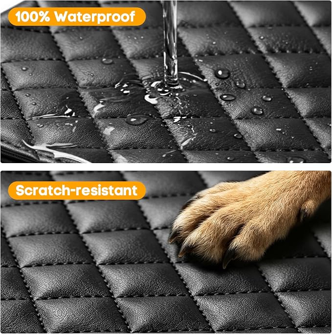 Front Seat Car Cover 2 Pack, Waterproof PU Leather Dog Car Seat Cover with Side Flaps, Nonslip Scratchproof Captain Chair Seat Cover Fits for Cars, Trucks, SUVs, Jeep