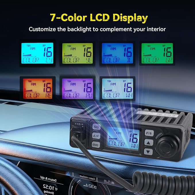 MB1 CB Radio kit, with Retractable Microphone Holder, Magnetic Antenna, External Speakers, Cigarette Lighter Plug, Long Range CB Radio for Truck