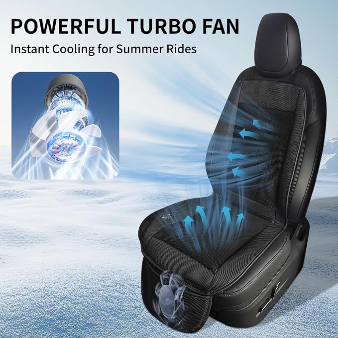 Cooling Car Seat Pad with Fan, 12V-24V Ventilated Car Seat Cushion, Breathable 3D Mesh Seat Cooler, 3-Speed Airflow Adjustment, Universal Fit for Cars, Trucks, SUVs - Ideal for Summer Driving