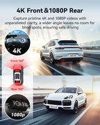 F9 4K Dash Cam Front and Rear 1080P, 5.8GHz WiFi & Smart App Control Car Camera, 2160P/FHD Wireless Dashcam for Cars with Precise GPS, WDR Night Vision, Loop Recording, 24H Parking Mode