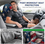 Car Seat Towel Cover for Front Seats, 1Pc Sweat Absorbent Car Seat Protector with Non-Slip Backing, Waterproof Towel Car Seat Covers for Runners, Gym, Swimming, Beach, Pets, Patchwork Flag