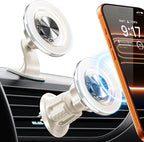 for MagSafe Car Mount Magnetic Phone Holder for Car [2026 Upgraded 22X Magnets & Double-Hooks] Phone Holders for Your Car Stand for Dashboard Vent GPS for iPhone 17/16/15/14/13 Android Apricot