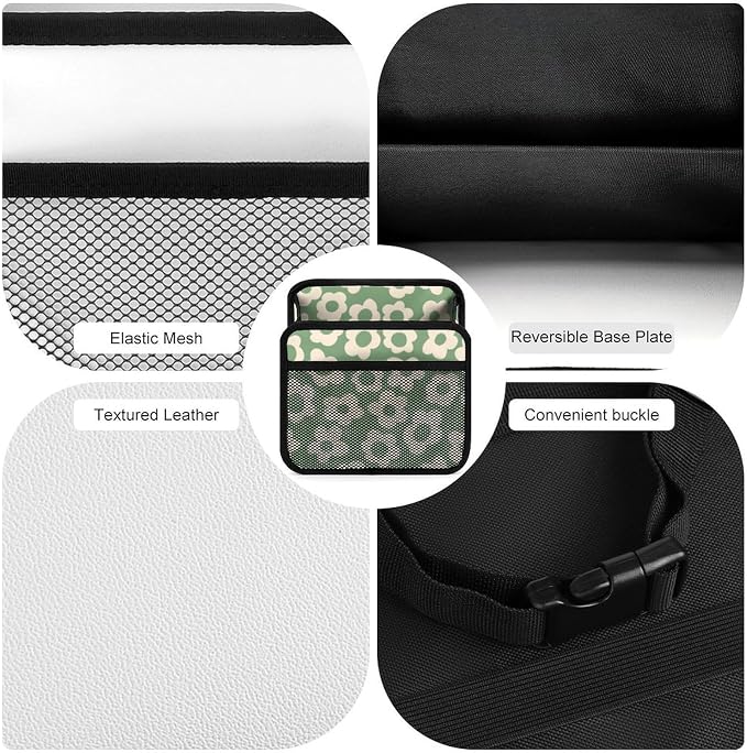 Car Backseat Organizer - Cute Aesthetic Car Storage Bin with Mesh Pocket & Reinforced Base - Universal Fit Hanging Seat Back Accessories for Women (Green)