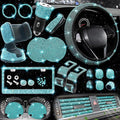 27 PCs Aquamrine Bling Car Accessories Set for Women, Steering Wheel Covers Universal Fit 15 Inch, Bling License Plate Frame, Bling Phone Holder, Bling Car Coasters (Aquamrine Diamond)