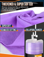 Premium Car Drying Towel, Super Absorbent 26"x17" Large Chamois Cloth Shammy Towel for Vehicle, Reusable Chamois Shammy Cloth for Car, Bathroom, Dust Remove, No Spots/Streak/Scratch, Purple
