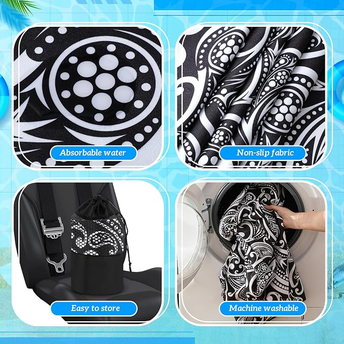Car Seat Towel Covers with Storage Bag, 63 x 32 Inch Universal Non Slip Waterproof Sweat Protector for Car Truck, Gym Swimming Running, Machine Washable(2 Pack,Paisley)