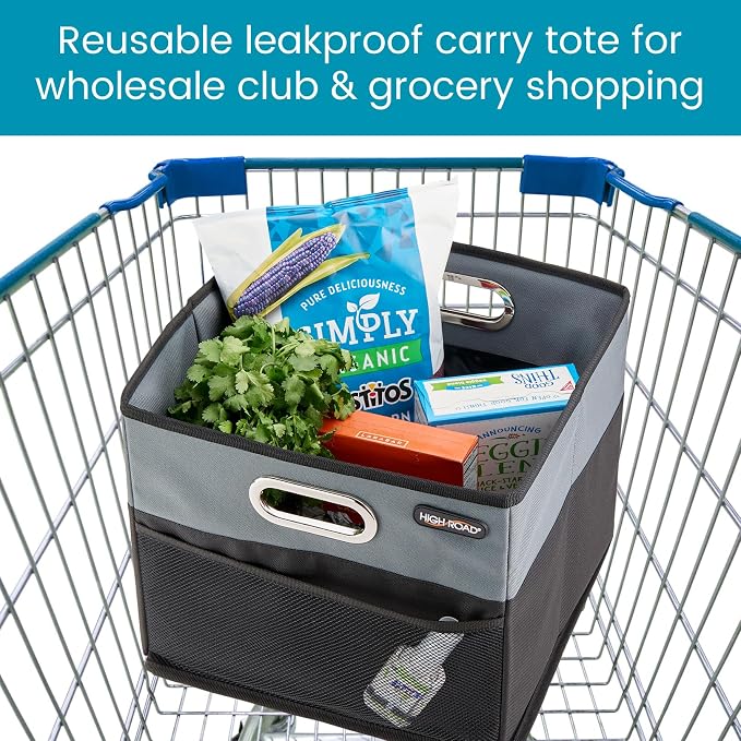 CargoCube Car Storage Bin - Leakproof Car Trunk Storage Organizer with Metal Handles and Front Mesh Pocket (Square)
