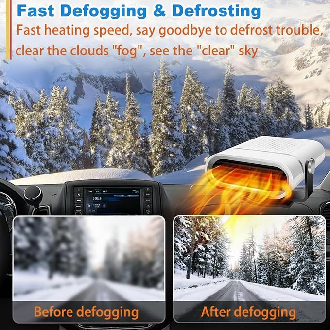 Car Heater, 12V 150W Portable Car Heater Plug in Cigarette Lighter Fast Heating Defrost Defogger
