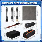 12PCS Car Cleaning Kit, Leather Brush Car Detailing Interior Set, Horsehair Seat Brushes, Auto Detail Brush, Microfiber Towels, Applicator Pads & Storage Bag, Automotive Supplies