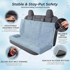 Premium Cooling Dog Car Seat Mat for Medium-to-Large Dogs, Breathable Dog Car Mat for Back Seat Travel, Cool-to-Touch Washable Pet Travel Lounge with Supportive Bolster
