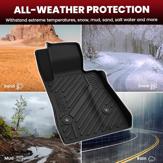 Floor Mats for Chevrolet Chevy Camaro 2016-2024 Car Floor Mats, All Weather TPE Custom Fit Floor Mats for Cars, 1st and 2nd Row Car Floor Liners for Camaro Accessories Black