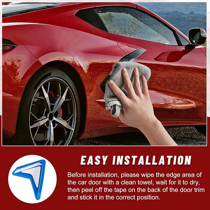 Car Door Edge Guards,Car Door Corner Protector Pads Compatible with Corvette C8 Stingray Z06 Z51 2020 2021 2022 2023 2024,Door Middle Protrusion,V-Shaped Anti-Collision (Blue)