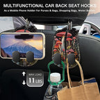 2PCS Car Seat Back Storage Headrest Hooks, Mushroom Purse Holder Bags Hanger, PU Leather Double Metal Hook for Backseat Organizer, Women Car Accessories Organization