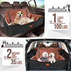 HEGGCOOE Large Dog Car Seat Under 100 lbs, Washable Dog Car Bed for 2 Medium Dogs, Detachable Pet Booster Seat with Storage Pocket and Seat Belt for Back Seat Dog Travel Bed