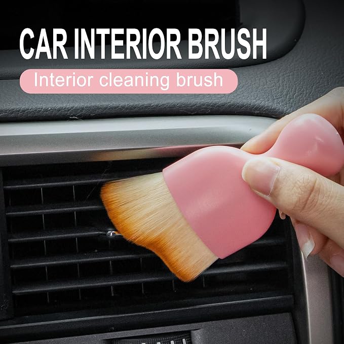 Car Detailing Brushes, Car Interior Dust Sweeping Soft Brush, Soft Bristles Brush Cleaning Tool for Automotive Dashboard, Air Conditioner Vents, Computer, Scratch Free(Pink)
