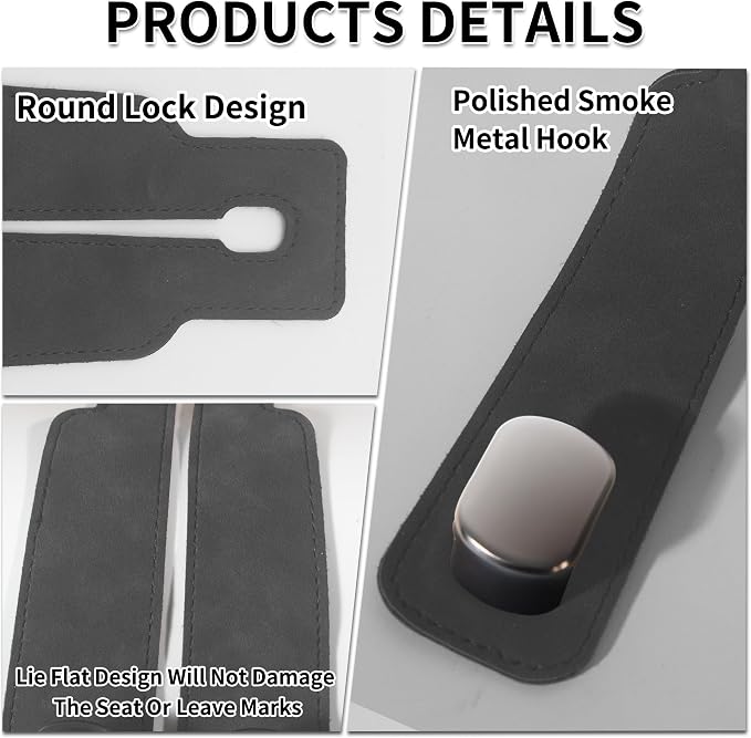 Suede Leather Headrest Hooks for Car, 2 Pack Double Seat Back Organizer Hooks for Purses & Bags, Heavy Duty Metal Car Purse Holder for Handbags, Grocery Bags, Universal Vehicle Storage Accessories