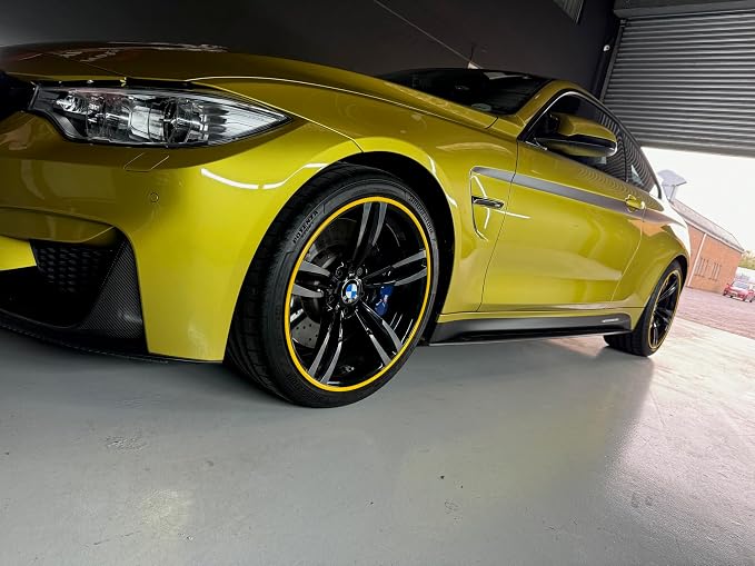 Rim Protector Kit for Car Wheels – Alloy Wheel Guard Strip Kit Fits up to 21" Rims | Set of 4 Rim Protectors | Easy to Install Curb Rash Defense for Rims (Yellow)