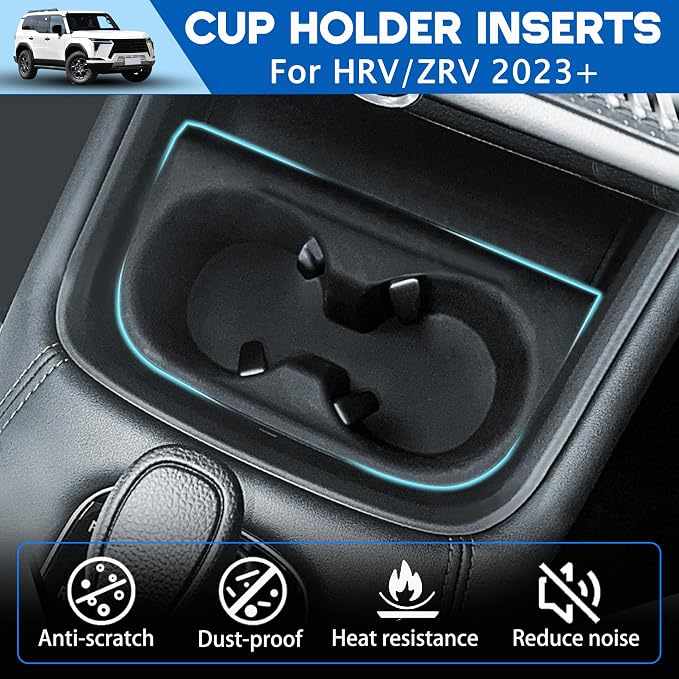Cup Holder for Honda HRV/ZRV Accessories 2023 2024 2025 2026 Center Console Cup Holder Insert Silicone Cupholder Coaster Protector for HRV/ZRV Interior Black