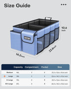 Trunk Organizer for Car - Car Organizer, Foldable Trunk organizer for SUVs & Sedans, Sturdy Organization for Car Accessories, Tools, Sundries, Blue, 2 Compartments, 23.6"×14.2"×10.6"