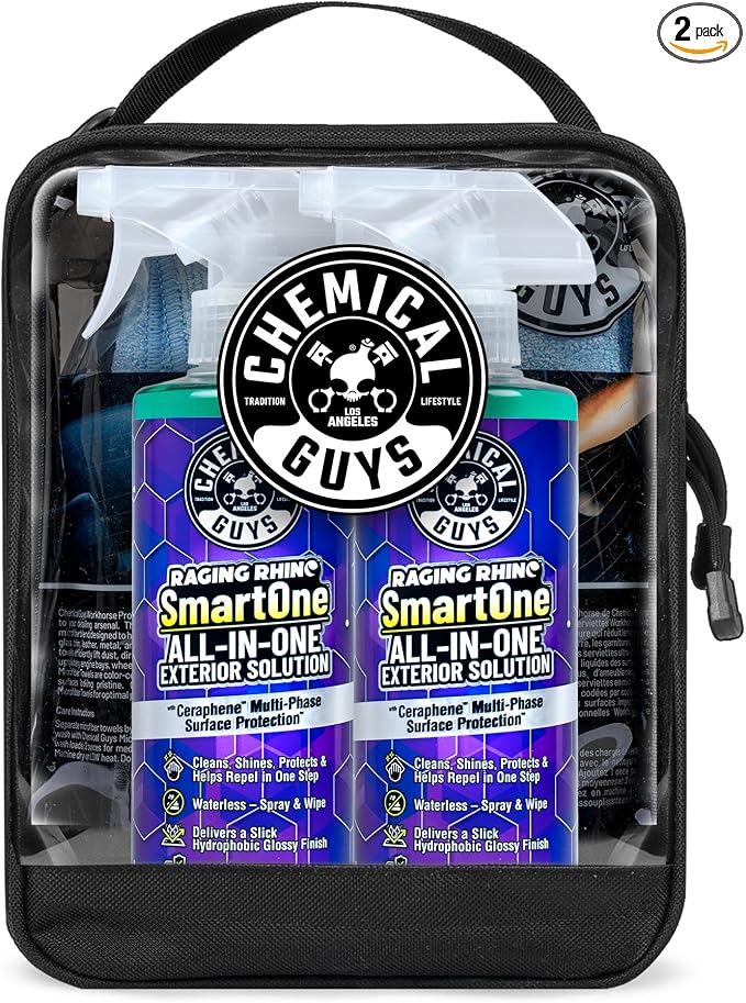 Raging Rhino SmartOne 2 Pack With Storage Bag All In One Exterior Spray Microfiber Towels Giftable Waterless Wash And Quick Detail Set