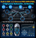 7" Wireless Double Din Car Stereo Apple Car Play Radio Carplay Android Auto QLED Touch Screen, Bluetooth 5.3 Audio Receivers, 1080P Backup Camera, 4.2 Channel Outputs 240W, 2 Subwoofer, FM/AM, SWC