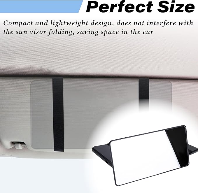 Car Sun Visor Mirror, Cosmetic Makeup Mirrors with Straps, HD Cars Interior Cosmetic Mirror, Car Accessories for Women Universal Sun Visor Mirrors for Trucks, Cars, SUVs (Black)