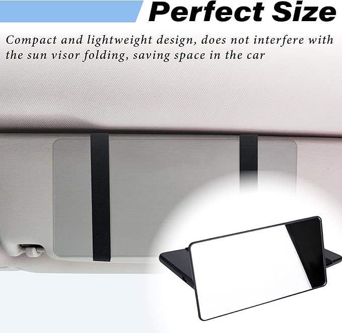 2 PCS Car Sun Visor Mirror, Cosmetic Makeup Mirrors with Straps, HD Car Interior Cosmetic Mirror, Car Accessories Universal Sun Visor Mirrors for Trucks, Cars, SUVs (Black)
