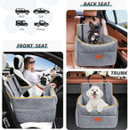 HEGGCOOE Dog Car Seat for Small Medium Dogs, Memory Foam Puppy Dog Booster Seat with Thick Cushion for Dogs Under 35lbs, Detachable Washable Pet Car Seat Travel Bed with Storage Pockets,2 Safety Belts