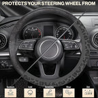 Black Leopard Cheetah Steering Wheel Cover, Anti-Slip Universal Car Steering Wheel Cover for Women Girls, Soft Breathable Neoprene 15 Inch Car Accessories Case fit for Cars Auto SUVs