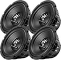 4 Pack HFX8D4 8" Round Subwoofer, 250 Watt Max 125 Watt RMS Single Speaker for Cars and Vehicles, 4 Ohm, Heavy Gauge and Powder Coated, Black