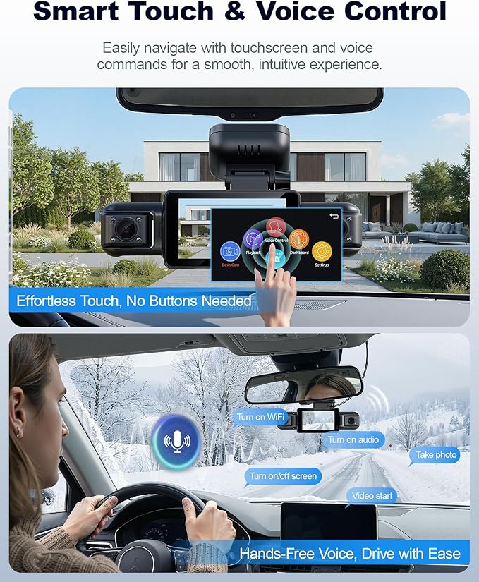 Neideso N300Pro 4K Dash Cam Front and Rear, 4 Channel 360 View Car Camera | Free 128GB Card, STARVIS 2 Sensor, Touch Screen, 5.8G WiFi 20MB/s Download, GPS, AI Fatigue Driving Monitor, 24H Parking Mode