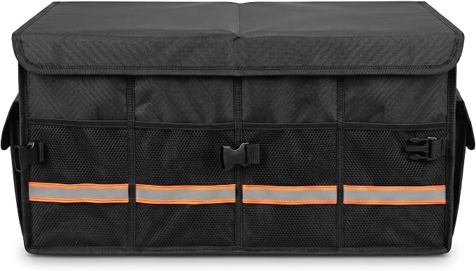 Premium Car Trunk Organizer, Heavy Duty Foldable SUV Storage Box with Non-Slip Bottom, Waterproof Oxford Cloth, Large Capacity Sturdy Cargo Organizer for Car, Truck
