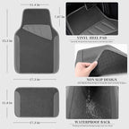 Waterproof Universal Fit Car Floor Mats, Car Mats Fit for SUV,Vans,sedans, Trucks,Set of 4pcs Car Carpet with Driver Heel Pad (All Gray)