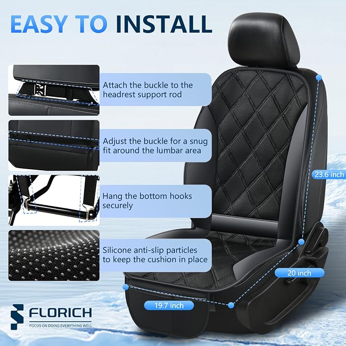 Cooling Car Seat Cover Ventilated Car Seat Cushion with 3-Speed Adjustable Cooling Car Seat Pad Universal Fit Car SUV Truck Van for Summer Driving, Black