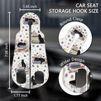 2PCS Car Hooks for Purses Bags, Book Lover Bookish Black Cat Seat Back Storage Headrest Holder Hanger PU Leather Double Metal Backseat Organizer, Women Car Accessories Organization