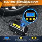 Tire Inflator Air Compressor Portable Air Pump for 12V DC Car Tires with Digital Pressure Gauge 150PSI Auto Tire Pump with LED Light for Cars ATVs Bicycles, 2 Years Warranty, 50066A